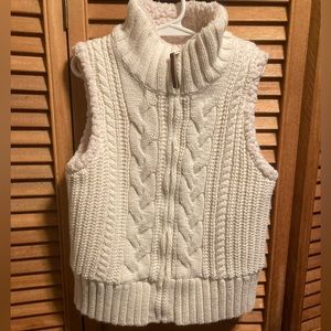 Artisan NY Cream Cable Knit Sweater Vest with Faux Sherpa Lining